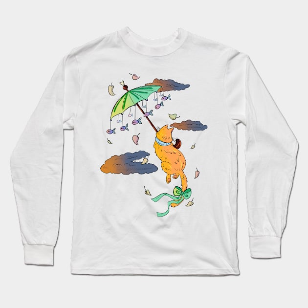 Fly Cat Long Sleeve T-Shirt by Juame